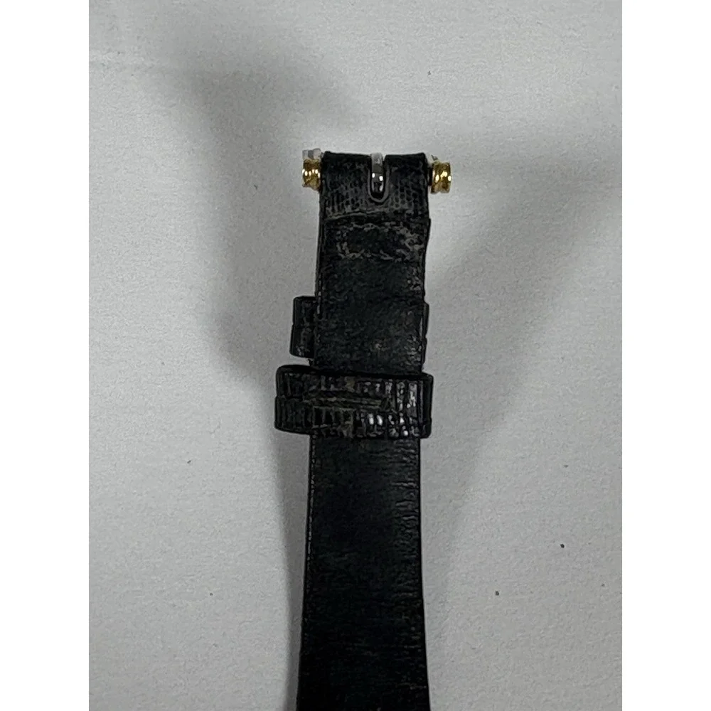 Timex Quartz Women's Watch Black Gold Tone Leather Strap